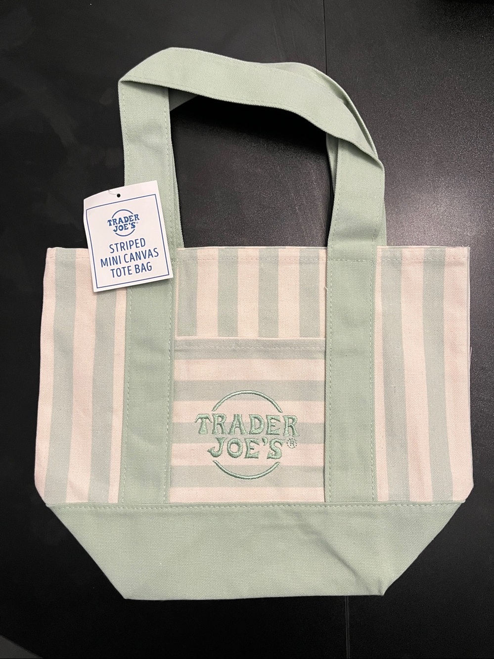 Trader Joe’s Striped Mini Canvas tote bag, Set of 4 Blue,pink,beige,lavenderNWT - Picture 8 of 9